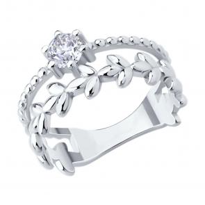 Серебряное кольцо SOKOLOV с фианитом 94014248-91 фото