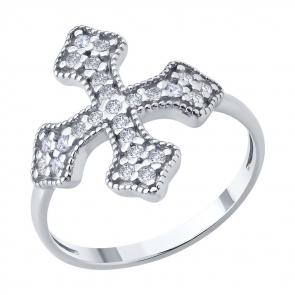 Кольцо из серебра Крест SOKOLOV с фианитом 94014407 фото