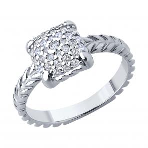 Серебряное кольцо SOKOLOV с фианитом 94014421 фото