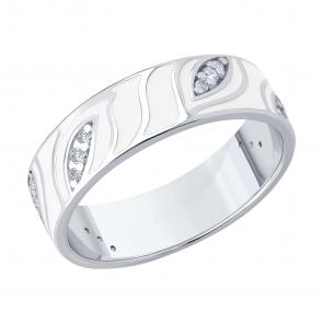 Серебряное кольцо SOKOLOV с фианитом и эмалью 94014426 фото