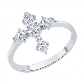 Серебряное кольцо-крест SOKOLOV с фианитом 94014449 фото