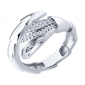 Серебряное кольцо Символ года Змея SOKOLOV с фианитом 94014458 фото