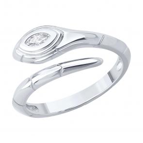 Серебряное кольцо Символ года Змея SOKOLOV с фианитом 94014477 фото