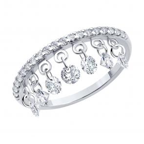 Серебряное кольцо SOKOLOV с подвижным фианитом 94014481 фото