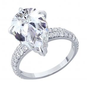 Серебряное кольцо SOKOLOV с фианитом 94014603 фото