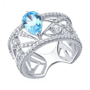 Серебряное кольцо SOKOLOV с фианитом 94014604 фото