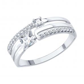 Серебряное кольцо SOKOLOV с фианитом 94014652 фото