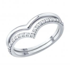 Серебряное кольцо-трансформер SOKOLOV с фианитом 94014704 фото