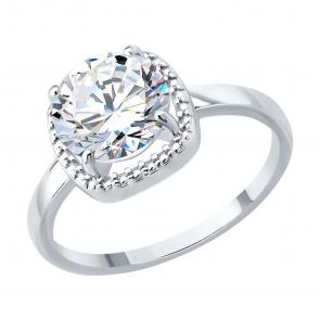 Серебряное кольцо SOKOLOV с фианитом 94014716 фото