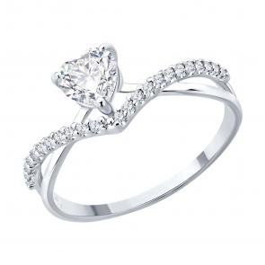 Серебряное кольцо SOKOLOV с фианитом 94014723 фото