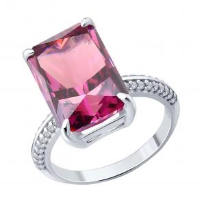 Серебряное кольцо SOKOLOV с фианитом и родолитом 94014818 фото