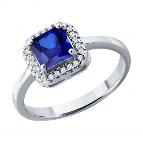Серебряное кольцо SOKOLOV с фианитом и танзанитом 94014889-91 фото