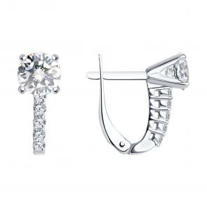 Серебряные серьги SOKOLOV с фианитом 94020082-91 фото