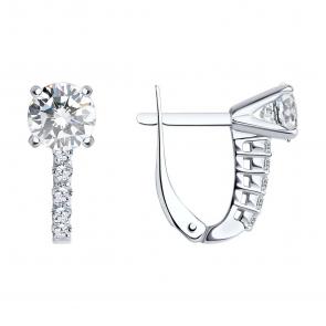 Серебряные серьги SOKOLOV с фианитом 94020082 фото