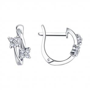 Серебряные серьги SOKOLOV с фианитом 94020111 фото