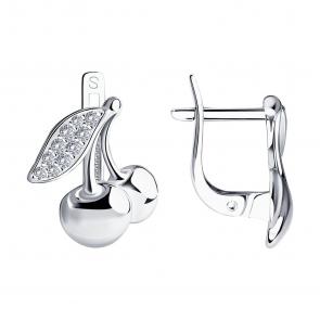 Серебряные серьги SOKOLOV с фианитом 94020163 фото