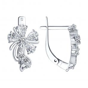 Серебряные серьги SOKOLOV с фианитом 94020248 фото