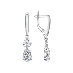 Серебряные серьги SOKOLOV с фианитом 94020377 фото