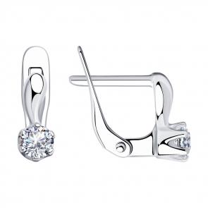 Серебряные серьги SOKOLOV с фианитом 94020399 фото