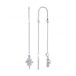 Серебряные серьги SOKOLOV с фианитом 94020562 фото