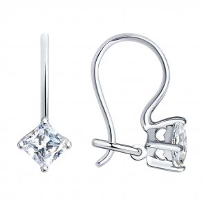 Серебряные серьги SOKOLOV с фианитом 94020581 фото