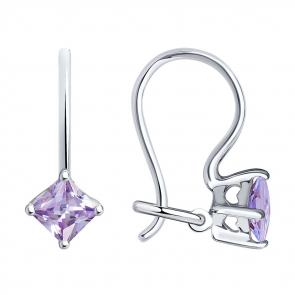 Серебряные серьги SOKOLOV с фианитом 94020584 фото