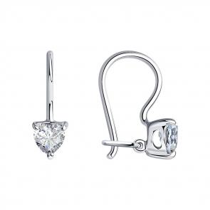 Серебряные серьги SOKOLOV с фианитом 94020585 фото