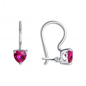 Серебряные серьги SOKOLOV с рубиновым корундом 94020589 фото