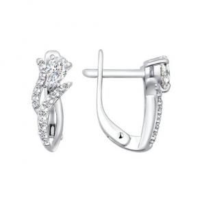 Серебряные серьги SOKOLOV с фианитом 94020664 фото