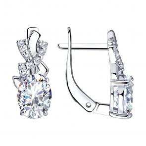 Серебряные серьги SOKOLOV с фианитом 94020807 фото