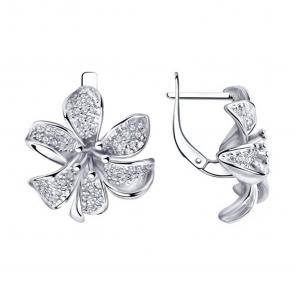 Серебряные серьги SOKOLOV с фианитом 94020903 фото