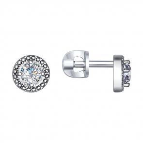 Серебряные серьги SOKOLOV с фианитом 94021035 фото