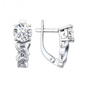 Серебряные серьги SOKOLOV с фианитом 94021097 фото