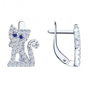 Серебряные серьги SOKOLOV с фианитом 94021369 фото