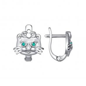 Серебряные серьги SOKOLOV с фианитом 94021414 фото