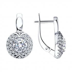 Серебряные серьги SOKOLOV с фианитом 94021434 фото