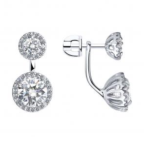 Серебряные серьги-трансформеры SOKOLOV с фианитом 94021435 фото