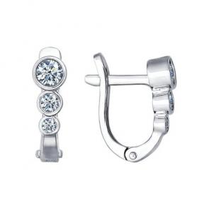 Серебряные серьги SOKOLOV с фианитом 94021525 фото