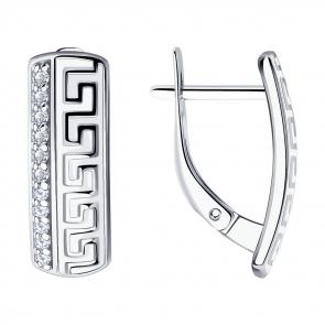 Серебряные серьги SOKOLOV с фианитом и эмалью 94021532 фото