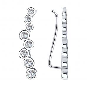 Серебряные серьги SOKOLOV с фианитом 94021652 фото