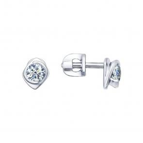 Серебряные серьги SOKOLOV с фианитом 94021692 фото