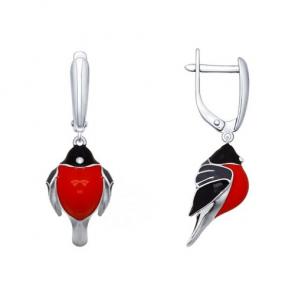 Серебряные серьги SOKOLOV с эмалью 94021699 фото