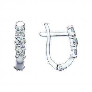 Серебряные серьги SOKOLOV с фианитом 94021704 фото