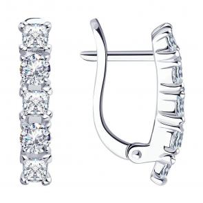 Серебряные серьги SOKOLOV с фианитом 94021707-91 фото