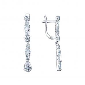 Серебряные серьги SOKOLOV с фианитом 94021709 фото