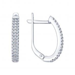 Серебряные серьги SOKOLOV с фианитом 94021767 фото