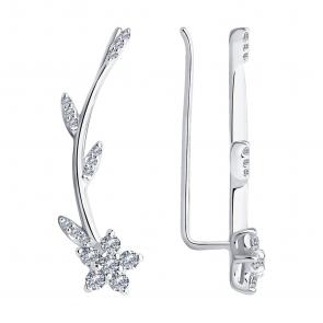 Серебряные серьги SOKOLOV с фианитом 94021770 фото