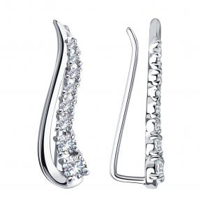 Серебряные серьги SOKOLOV с фианитом 94021849 фото