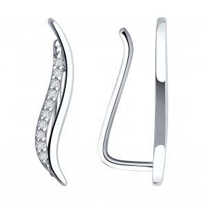 Серебряные серьги SOKOLOV с фианитом 94021850 фото