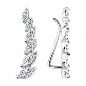 Серебряные серьги SOKOLOV с фианитом 94021890 фото